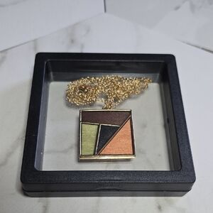 Geometric Pendant Necklace with Gold Chain